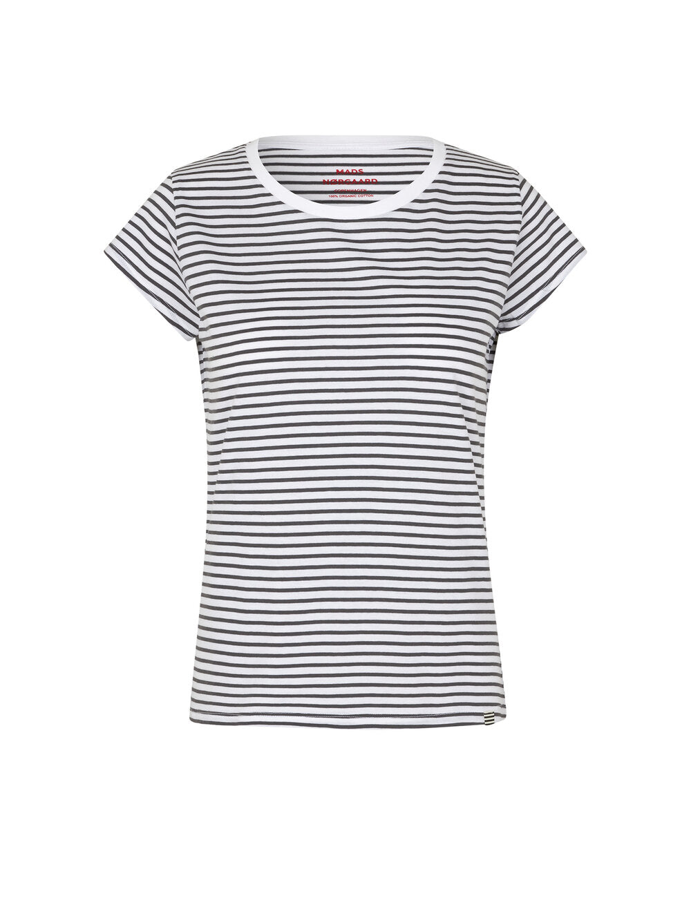 Organic Jersey Stripe Teasy T-shirt - Asphalt/brilliant white